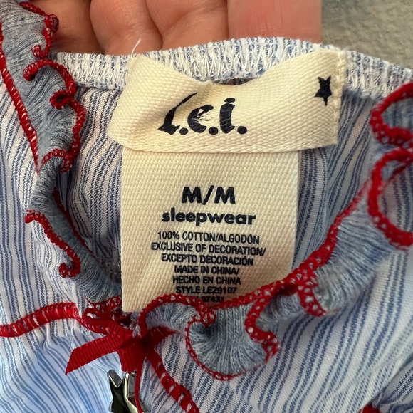 Vintage Y2K L.e.i. Striped Ruffle Slip Dress Nightgown Baby Doll Camisole NWT - Picture 5 of 7